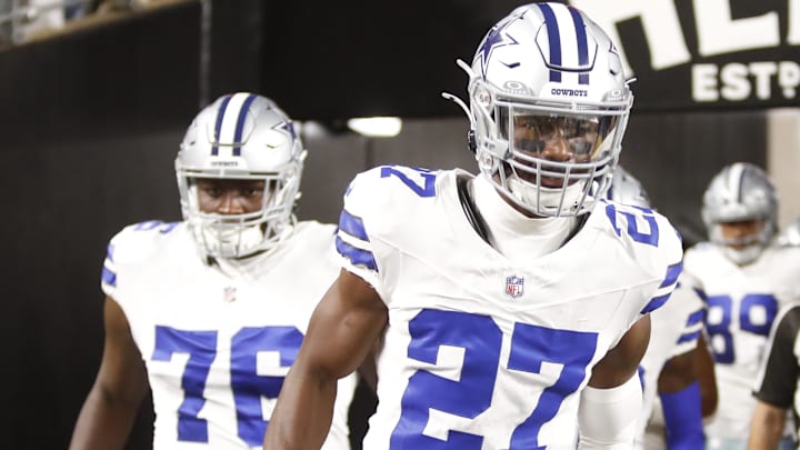 Dallas Cowboys cornerback Amani Oruwariye (27) takes the field to play the Pittsburgh Steelers at Acrisure Stadium.