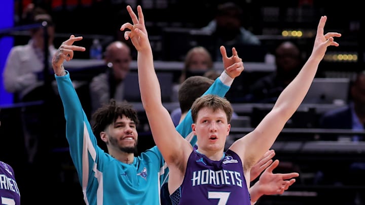 Charlotte Hornets, LaMelo Ball, Kon Knueppel Charlotte Hornets, LaMelo Ball, Kon Knueppel