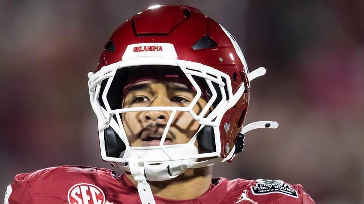 Dec 19, 2025; Norman, OK, USA; Oklahoma Sooners running back Jaydn Ott (0) against the Alabama Crimson Tide during the CFP National Playoff First Round at Gaylord Family Oklahoma Memorial Stadium. Mandatory Credit: Mark J. Rebilas-Imagn Images