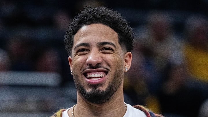 Indiana Pacers guard Tyrese Haliburton in the second half against the Denver Nuggets. Indiana Pacers guard Tyrese Haliburton in the second half against the Denver Nuggets.