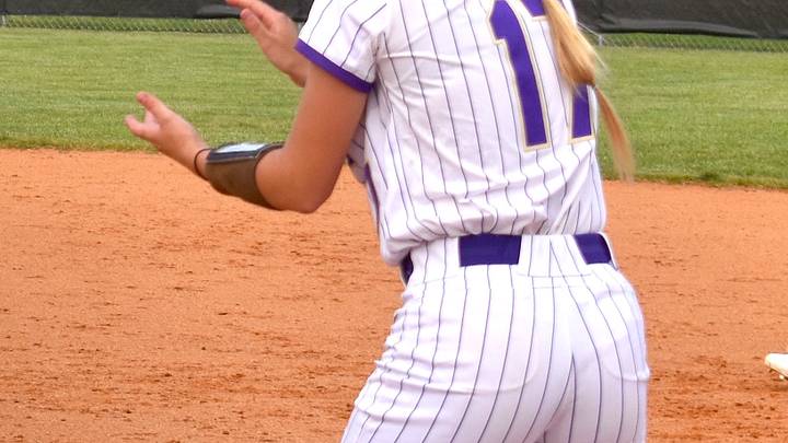 Male sophomore Cyleigh Curry (#17) stands on first base and encourages the next Bulldog batter in a game against Eastern High School May 4, 2026. Curry is one of the RBI leaders (18) on the Male squad. 