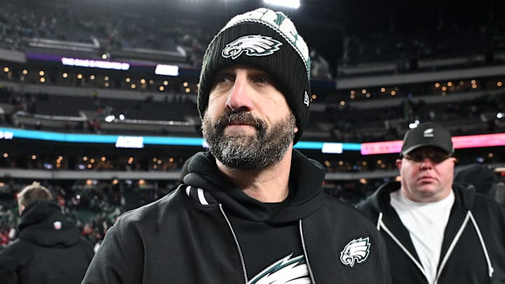 Philadelphia Eagles head coach Nick Sirianni looks on after an NFC Wild Card Round game against the 49ers. Philadelphia Eagles head coach Nick Sirianni looks on after an NFC Wild Card Round game against the 49ers.