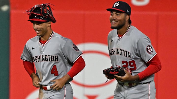 Washington Nationals outfielders Daylen Lile and James Wood