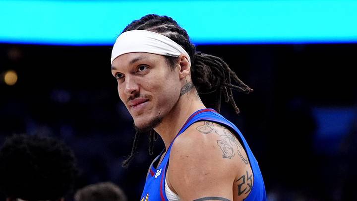 Mar 11, 2026; Denver, Colorado, USA; Denver Nuggets forward Aaron Gordon (32) reacts to a offensive foul called on the Houston Rockets during the second quarter at Ball Arena. Mandatory Credit: Ron Chenoy-Imagn Images Mar 11, 2026; Denver, Colorado, USA; Denver Nuggets forward Aaron Gordon (32) reacts to a offensive foul called on the Houston Rockets during the second quarter at Ball Arena. Mandatory Credit: Ron Chenoy-Imagn Images