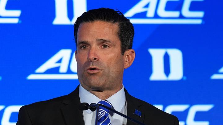 Jul 17, 2026; Charlotte, NC, USA; Duke head coach Manny Diaz talks with the media during interviews at Hilton Charlotte Uptown. Mandatory Credit: Jim Dedmon-Imagn Images Jul 17, 2026; Charlotte, NC, USA; Duke head coach Manny Diaz talks with the media during interviews at Hilton Charlotte Uptown. Mandatory Credit: Jim Dedmon-Imagn Images
