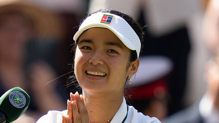 Alexandra Eala celebrates on the court