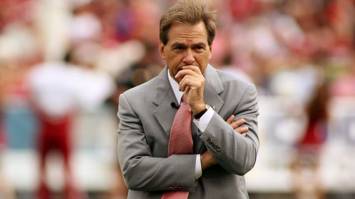 Nick Saban won't be coaching Alabama any more, but the former football coach is still around if he's needed. Nick Saban won't be coaching Alabama any more, but the former football coach is still around if he's needed.