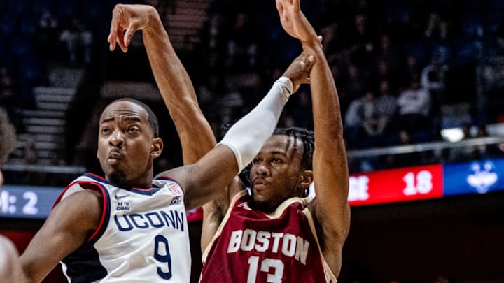 Boston College guard Donal Hand Jr. scored 20 points in an exhibition matchup with UConn Monday night. 