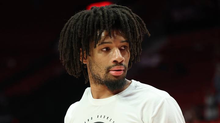 Apr 24, 2026; Portland, Oregon, USA; Portland Trail Blazers guard Shaedon Sharpe (17) walks off the court after participating in warm ups before playing against the San Antonio Spurs in game three of the first round of the 2026 NBA Playoffs at Moda Center. Mandatory Credit: Jaime Valdez-Imagn Images Apr 24, 2026; Portland, Oregon, USA; Portland Trail Blazers guard Shaedon Sharpe (17) walks off the court after participating in warm ups before playing against the San Antonio Spurs in game three of the first round of the 2026 NBA Playoffs at Moda Center. Mandatory Credit: Jaime Valdez-Imagn Images