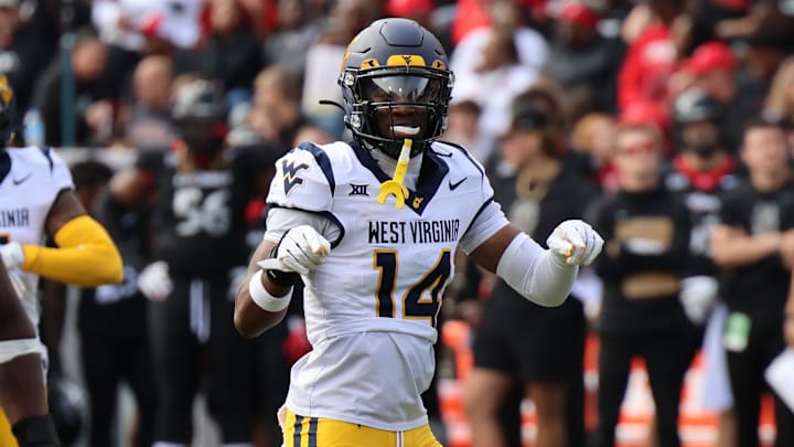 West Virginia University safety Kekoura Tarnue (14) West Virginia University safety Kekoura Tarnue (14)