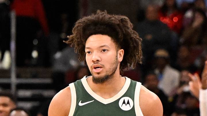 Milwaukee Bucks guard Mark Sears (19) looks on after scoring a basket against the Chicago Bulls during the second half at the United Center on October 12, 2025.