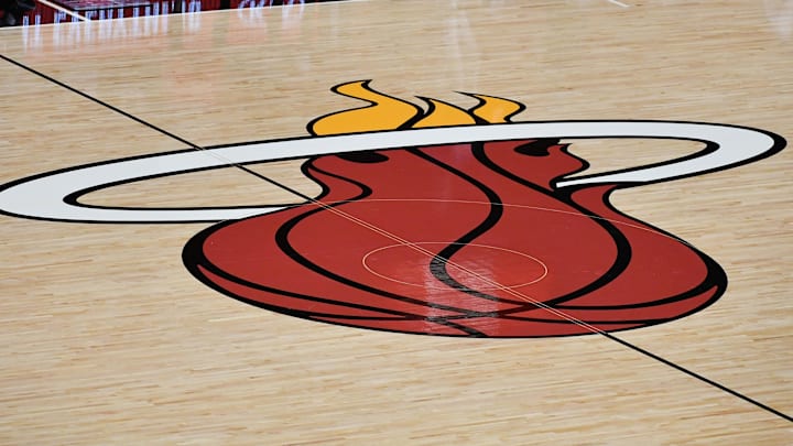 Dec 14, 2020; Miami, Florida, USA; A general view of the Miami Heat logo mid court prior to the game between the Miami Heat and the New Orleans Pelicans at American Airlines Arena. Mandatory Credit: Jasen Vinlove-Imagn Images Dec 14, 2020; Miami, Florida, USA; A general view of the Miami Heat logo mid court prior to the game between the Miami Heat and the New Orleans Pelicans at American Airlines Arena. Mandatory Credit: Jasen Vinlove-Imagn Images