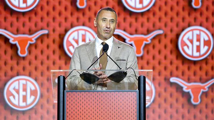 Texas Longhorns head coach Steve Sarkisian speaks to the press during SEC Football Kickoff Media Day at the Tampa Marriott. Texas Longhorns head coach Steve Sarkisian speaks to the press during SEC Football Kickoff Media Day at the Tampa Marriott.