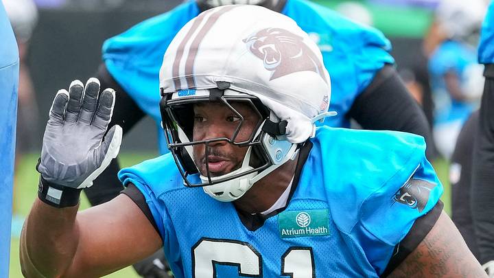 Carolina Panthers defensive lineman Aaron Hall (Jim Dedmon-Imagn Images)