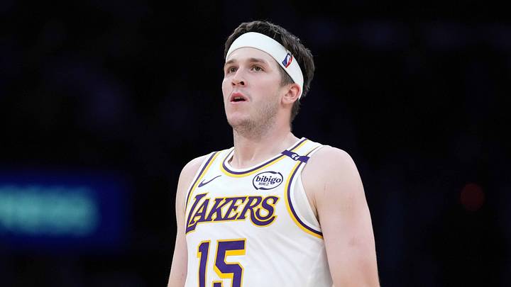 Mar 16, 2025; Los Angeles, California, USA; Los Angeles Lakers guard Austin Reaves (15) reacts against the Phoenix Suns in the second half at Crypto.com Arena. Mandatory Credit: Kirby Lee-Imagn Images Mar 16, 2025; Los Angeles, California, USA; Los Angeles Lakers guard Austin Reaves (15) reacts against the Phoenix Suns in the second half at Crypto.com Arena. Mandatory Credit: Kirby Lee-Imagn Images