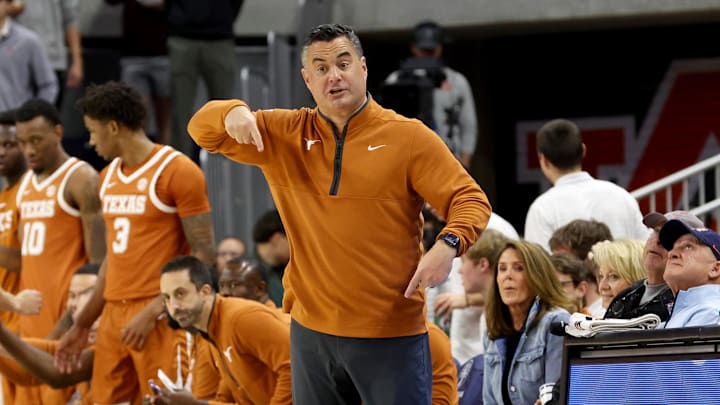 Texas Longhorns head coach Sean Miller directs his team during the first half against the Auburn Tigers at Neville Arena. 