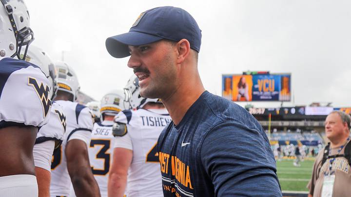 Sep 5, 2026; Morgantown, West Virginia, USA; West Virginia Mountaineers defensive coordinator Zac Alley during warmups before their game against the Coastal Carolina Chanticleers at Milan Puskar Stadium. Mandatory Credit: Ben Queen-Imagn Images