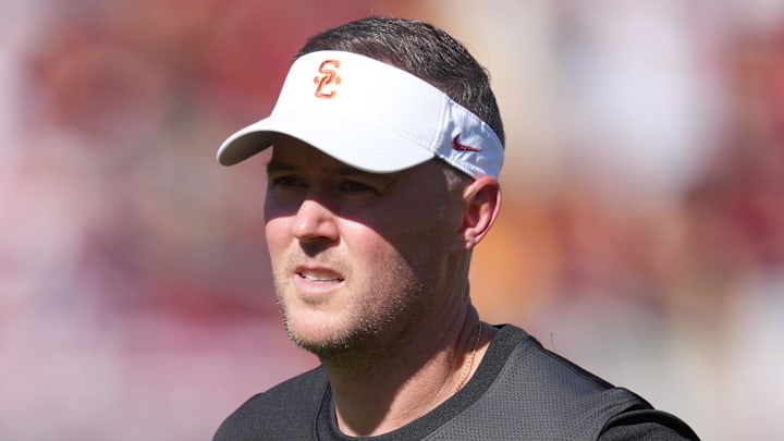Aug 30, 2025; Los Angeles, California, USA; Southern California Trojans head coach Lincoln Riley reacts during the game against the Missouri State Bears at United Airlines Field at Los Angeles Memorial Coliseum. Mandatory Credit: Kirby Lee-Imagn Images Aug 30, 2025; Los Angeles, California, USA; Southern California Trojans head coach Lincoln Riley reacts during the game against the Missouri State Bears at United Airlines Field at Los Angeles Memorial Coliseum. Mandatory Credit: Kirby Lee-Imagn Images