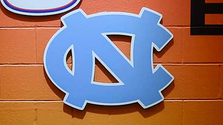 Apr 3, 2017; Phoenix, AZ, USA; View of the team logos in a hallway after the game between the Gonzaga Bulldogs and the North Carolina Tar Heels in the championship game of the 2017 NCAA Men's Final Four at University of Phoenix Stadium. North Carolina defeated Gonzaga 71-65.  Mandatory Credit: Joe Camporeale-Imagn Images