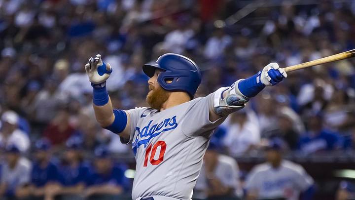 Sep 13, 2022; Phoenix, Arizona, USA; Los Angeles Dodgers designated hitter Justin Turner against the Arizona Diamondbacks at Chase Field. Mandatory Credit: Mark J. Rebilas-Imagn Images