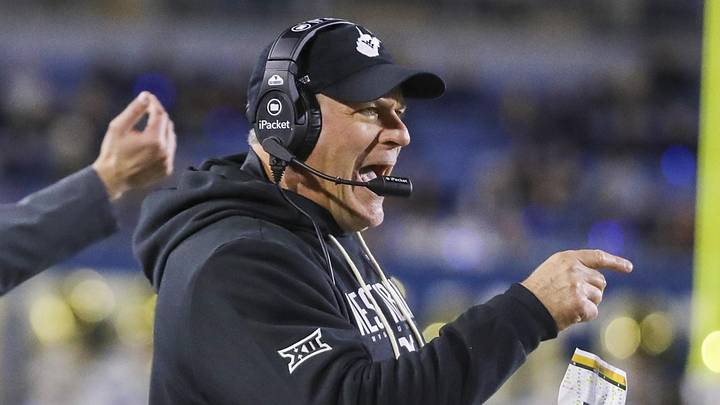 Oct 25, 2025; Morgantown, West Virginia, USA; West Virginia Mountaineers head coach Rich Rodriguez calls out a play during the third quarter against the Texas Christian University Horned Frogs at Milan Puskar Stadium. Mandatory Credit: Ben Queen-Imagn Images