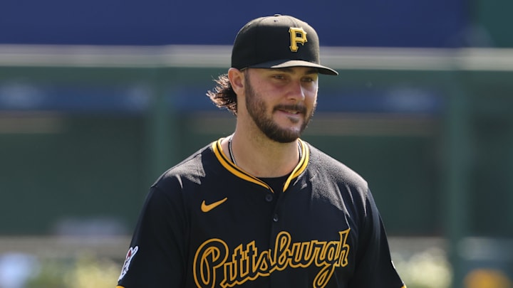 Sep 21, 2025; Pittsburgh, Pennsylvania, USA;  Pittsburgh Pirates pitcher Paul Skenes (30) walks in from the bullpen before the game against the Athletics at PNC Park. Mandatory Credit: Charles LeClaire-Imagn Images