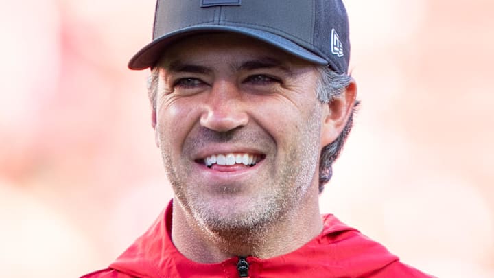 Zac Robinson's introductory press conference with the Tampa Bay Buccaneers was a home run. (Mandatory Credit: Kyle Terada-Imagn Images)