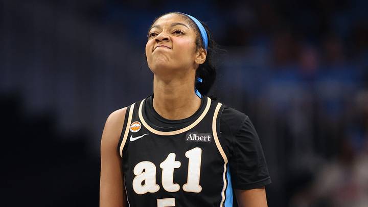 Oct 21, 2026; Atlanta, Georgia, USA; Atlanta Dream forward Angel Reese (5) reacts after a foul against the Golden State Valkyries in the third quarter during game three of the 2026 WNBA Finals at State Farm Arena. Mandatory Credit: Brett Davis-Imagn Images Oct 21, 2026; Atlanta, Georgia, USA; Atlanta Dream forward Angel Reese (5) reacts after a foul against the Golden State Valkyries in the third quarter during game three of the 2026 WNBA Finals at State Farm Arena. Mandatory Credit: Brett Davis-Imagn Images
