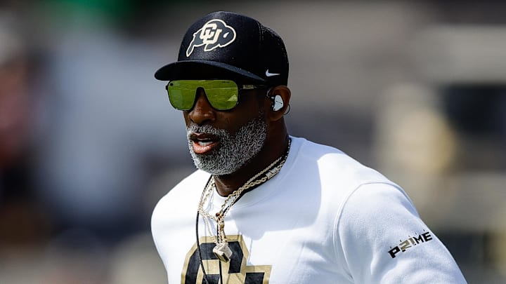 Apr 19, 2025; Boulder, CO, USA; Colorado Buffaloes head coach Deion Sanders during the spring game at Folsom Field.