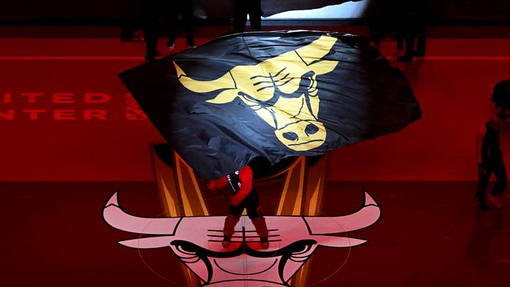 Nov 3, 2023; Chicago, Illinois, USA; Benny the Bull waves a flag before the first half of the NBA In-Season Tournament game between the Chicago Bulls and the Brooklyn Nets at the United Center. Mandatory Credit: Matt Marton-USA TODAY Sports Nov 3, 2023; Chicago, Illinois, USA; Benny the Bull waves a flag before the first half of the NBA In-Season Tournament game between the Chicago Bulls and the Brooklyn Nets at the United Center. Mandatory Credit: Matt Marton-USA TODAY Sports