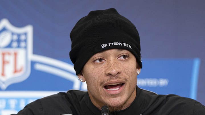 Clemson defensive back Avieon Terrell speaks to media members during the NFL Combine. Clemson defensive back Avieon Terrell speaks to media members during the NFL Combine.