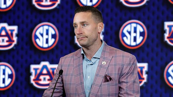 Oct 13, 2026; Birmingham, AL, USA;  Auburn Tigers head coach Steven Pearl speaks during the SEC Basketball Tipoff at Grand Bohemian Hotel Mountain Brook.  Mandatory Credit: Butch Dill-Imagn Images