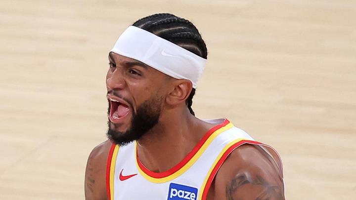 Atlanta Hawks guard Nickeil Alexander-Walker (7) reacts after being fouled during the 2026 NBA Playoffs at Madison Square Garden on April 28, 2026. Atlanta Hawks guard Nickeil Alexander-Walker (7) reacts after being fouled during the 2026 NBA Playoffs at Madison Square Garden on April 28, 2026.