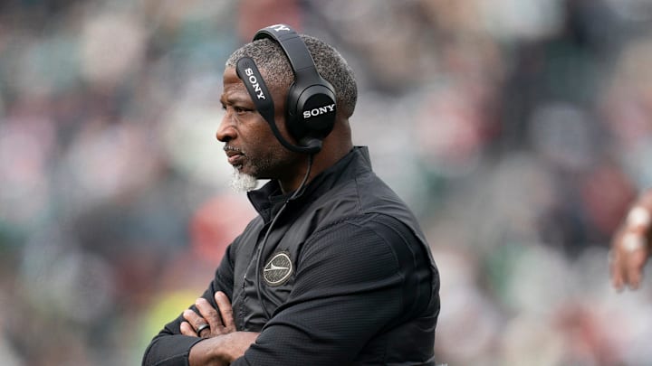 New York Jets head coach Aaron Glenn watches his team from the sidelines during a week 14 football game between the New York Jets and Miami Dolphins at MetLife Stadium on Sunday, Dec. 7, 2025. New York Jets head coach Aaron Glenn watches his team from the sidelines during a week 14 football game between the New York Jets and Miami Dolphins at MetLife Stadium on Sunday, Dec. 7, 2025.