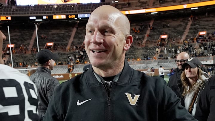 Vanderbilt coach Clark Lea celebrates Vanderbilt coach Clark Lea celebrates