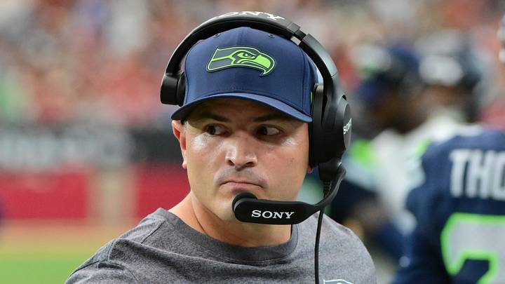 Seattle Seahawks head coach Mike Macdonald looks on 
