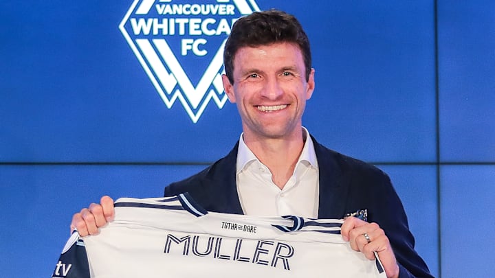 Thomas Müller was officially introduced as a Vancouver Whitecaps player on Thursday. 