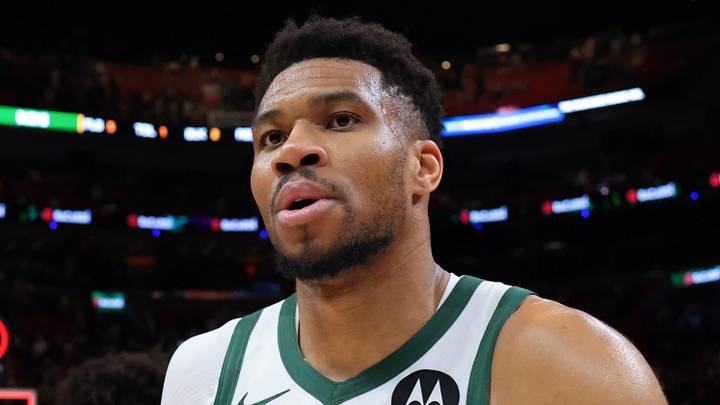 Mar 12, 2026; Miami, Florida, USA; Milwaukee Bucks forward Giannis Antetokounmpo (34) looks on after the game against the Miami Heat at Kaseya Center. Mandatory Credit: Sam Navarro-Imagn Images