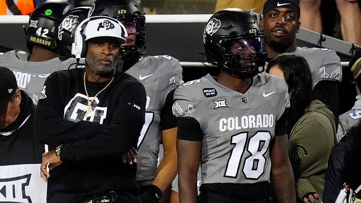 Colorado Buffaloes head coach Deion Sanders on the sidelines in the second quarter against the Arizona Wildcats at Folsom Field. Mandatory Credit: Ron Chenoy-Imagn Images Colorado Buffaloes head coach Deion Sanders on the sidelines in the second quarter against the Arizona Wildcats at Folsom Field. Mandatory Credit: Ron Chenoy-Imagn Images