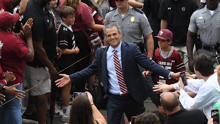 South Carolina Head Coach Shane Beamer during Gamecock Walk outside of Williams-Brice Stadium in Columbia, S.C. Saturday, September 14, 2024.