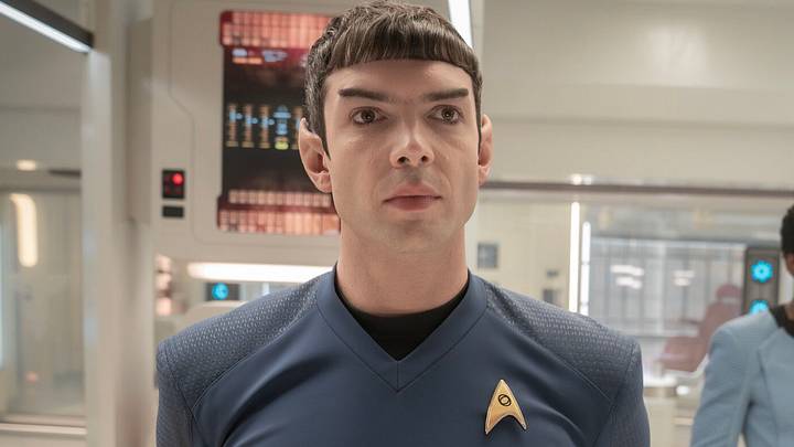 L to R Ethan Peck as Spock, Babs Olusanmokun as Dr. MBenga and Carol Kane as Pelia in season 3 , Episode 8 of Strange New Worlds streaming on Paramount+. Photo Credit: Marni GrossmanParamount+ L to R Ethan Peck as Spock, Babs Olusanmokun as Dr. MBenga and Carol Kane as Pelia in season 3 , Episode 8 of Strange New Worlds streaming on Paramount+. Photo Credit: Marni GrossmanParamount+