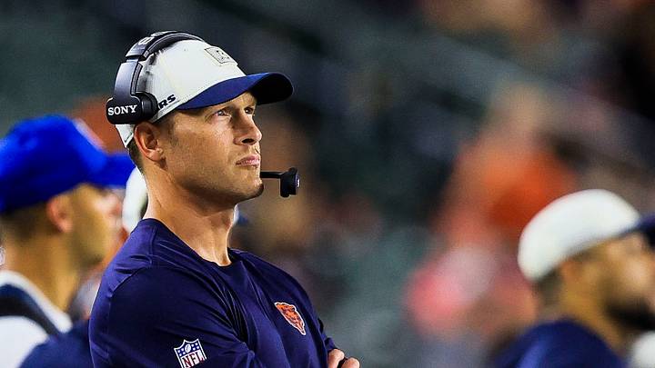 Chicago Bears head coach Ben Johnson stands on the sidelines