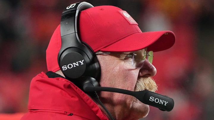 Dec 7, 2025; Kansas City, Missouri, USA; Kansas City Chiefs head coach Andy Reid is seen on the sideline during the fourth quarter against the Houston Texans at GEHA Field at Arrowhead Stadium. Mandatory Credit: Denny Medley-Imagn Images Dec 7, 2025; Kansas City, Missouri, USA; Kansas City Chiefs head coach Andy Reid is seen on the sideline during the fourth quarter against the Houston Texans at GEHA Field at Arrowhead Stadium. Mandatory Credit: Denny Medley-Imagn Images