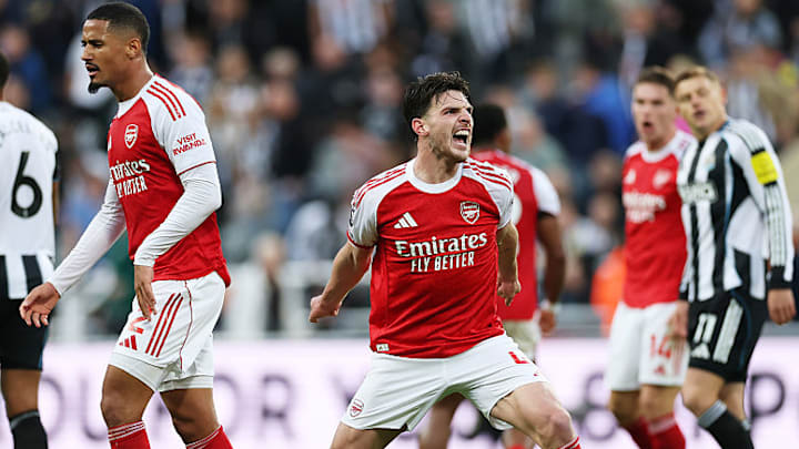 Declan Rice (centre) is one of the strong characters at Arsenal.