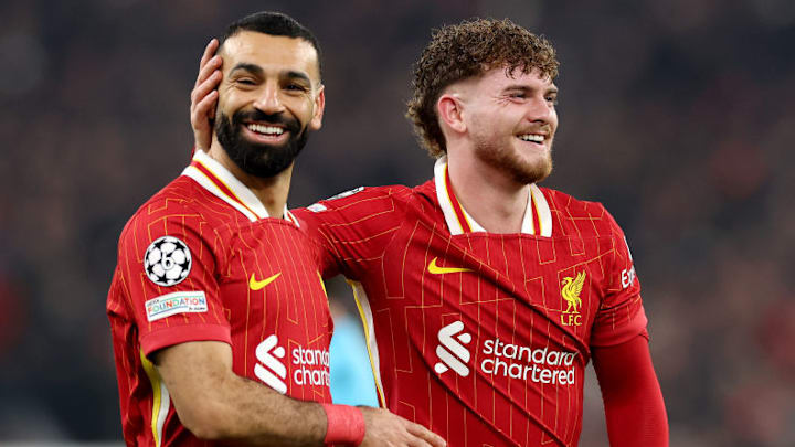 Mohamed Salah (left) is Liverpool’s all-time leading goalscorer in the Champions League.