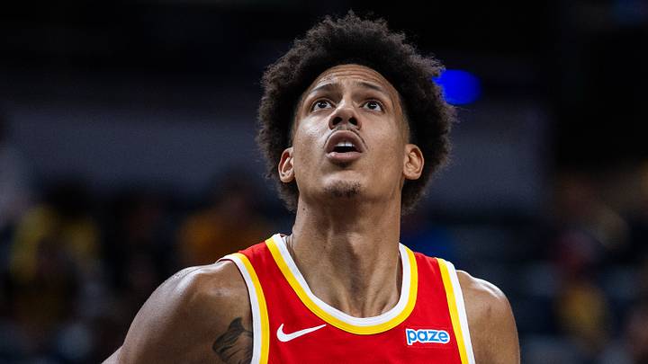 Oct 10, 2026; Indianapolis, Indiana, USA; Atlanta Hawks forward Jalen Johnson (1) in the first half against the Indiana Pacers at Gainbridge Fieldhouse. Mandatory Credit: Trevor Ruszkowski-Imagn Images Oct 10, 2026; Indianapolis, Indiana, USA; Atlanta Hawks forward Jalen Johnson (1) in the first half against the Indiana Pacers at Gainbridge Fieldhouse. Mandatory Credit: Trevor Ruszkowski-Imagn Images