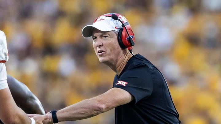 Houston Cougars head coach Willie Fritz with quarterback Conner Weigman