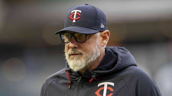 Apr 13, 2026; Minneapolis, Minnesota, USA; Minnesota Twins head coach Derek Shelton walks off the field after checking on right fielder Matt Wallner (not pictured) getting hit by a pitch against the Boston Red Sox in the first inning at Target Field. Mandatory Credit: Jesse Johnson-Imagn Images Apr 13, 2026; Minneapolis, Minnesota, USA; Minnesota Twins head coach Derek Shelton walks off the field after checking on right fielder Matt Wallner (not pictured) getting hit by a pitch against the Boston Red Sox in the first inning at Target Field. Mandatory Credit: Jesse Johnson-Imagn Images