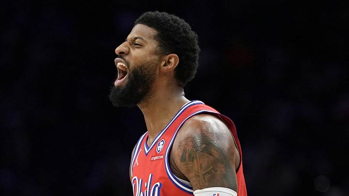 Dec 6, 2024; Philadelphia, Pennsylvania, USA; Philadelphia 76ers forward Paul George (8) reacts against the Orlando Magic in the second quarter at Wells Fargo Center. Mandatory Credit: Kyle Ross-Imagn Images Dec 6, 2024; Philadelphia, Pennsylvania, USA; Philadelphia 76ers forward Paul George (8) reacts against the Orlando Magic in the second quarter at Wells Fargo Center. Mandatory Credit: Kyle Ross-Imagn Images
