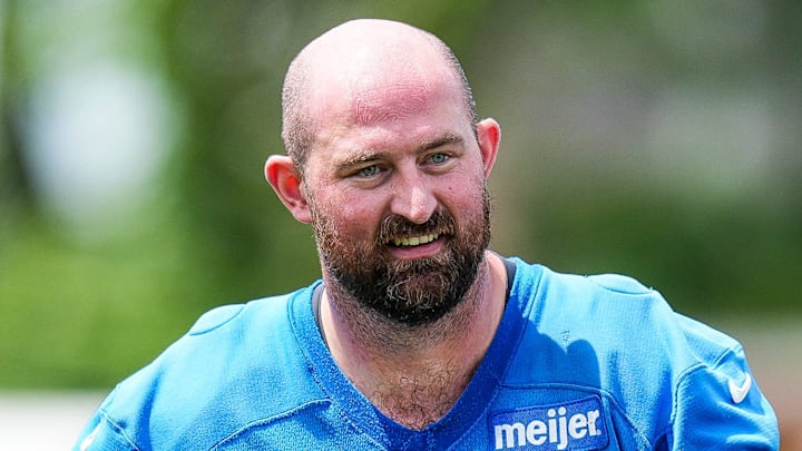 Detroit Lions offensive tackle Dan Skipper (70) practices during OTA at team's Performance Center in Allen Park Detroit Lions offensive tackle Dan Skipper (70) practices during OTA at team's Performance Center in Allen Park